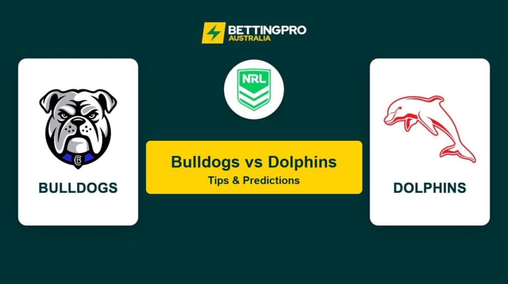 Bulldogs vs Dolphins NRL head to head tips and predictions banner by BettingPro
