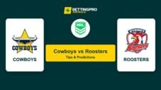 Cowboys vs Roosters NRL head to head tips and predictions banner by BettingPro