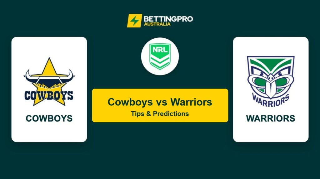 Cowboys vs Warriors NRL head to head tips and predictions banner by BettingPro