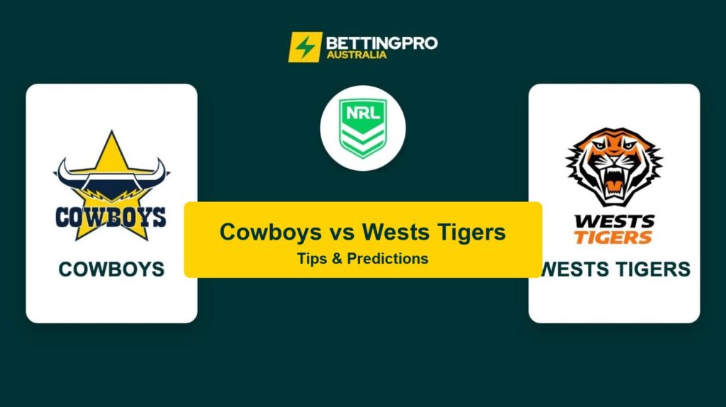 Cowboys vs Wests Tigers NRL head to head tips and predictions banner by BettingPro