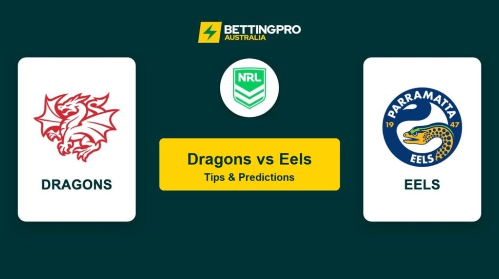 Dragons vs Eels NRL head to head tips and predictions banner by BettingPro