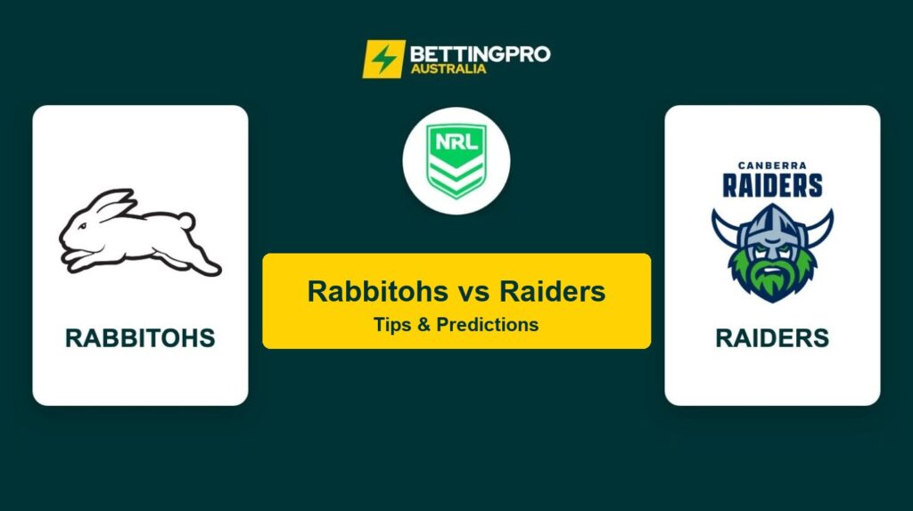 Rabbitohs vs Raiders NRL head to head tips and predictions banner by BettingPro