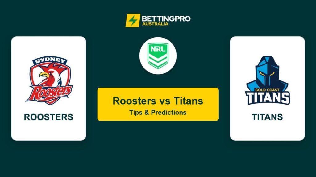 Roosters vs Titans NRL head to head tips and predictions banner by BettingPro