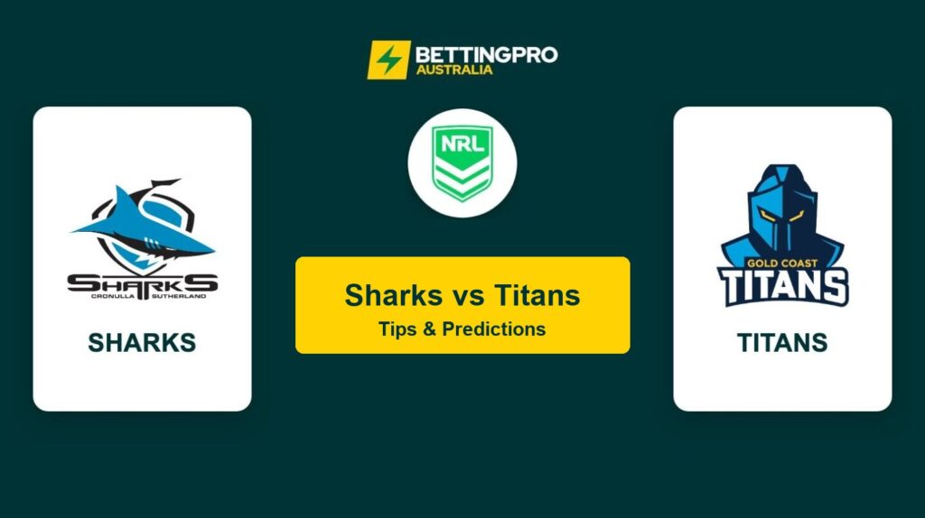 Sharks vs Titans NRL head to head tips and predictions banner by BettingPro