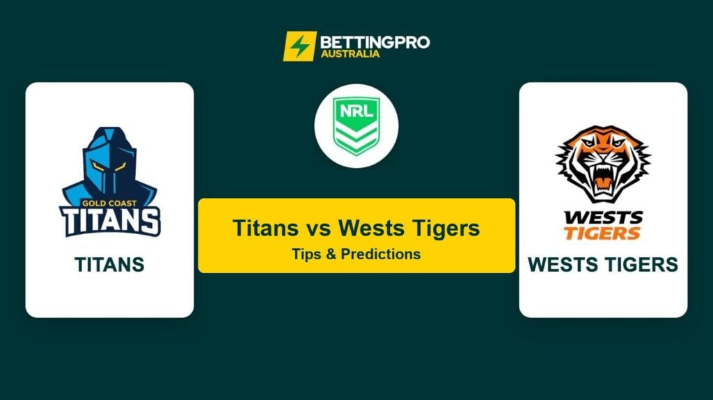 Titans vs Wests Tigers NRL head to head tips and predictions banner by BettingPro