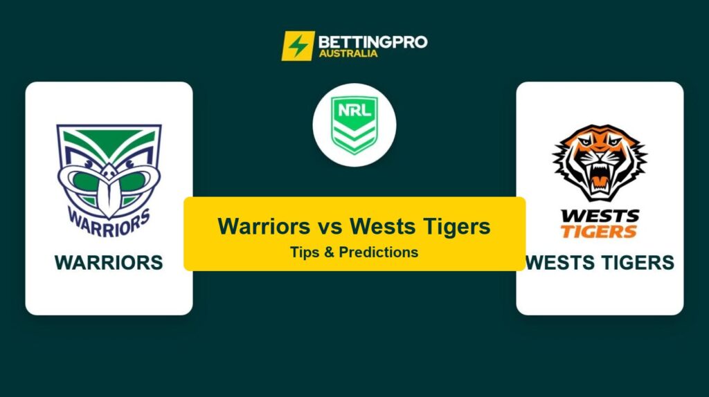 Warriors vs Wests Tigers NRL head to head tips and predictions banner by BettingPro